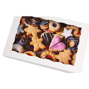 ONE MORE 15-Pack White Bakery Box12x8x2.5inch,Large Pastry Cookie Box for Donuts,Muffins with Window Lid - Auto-Pop up Paper Box Doughnut Chocolate Strawberries Treat Boxes,Pack of 15