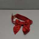Lionet Paws Bowtie Dog Collar - Comfortable Silk Dog Collar with Detachable Bow Tie for Medium Dogs, Neck 13.5-22 Inches (Red)