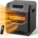 Infrared Space Heater 3 Mode 1500W Electric heater with 6 Quartz Infrared Element Child Lock Timer Remote for Indoor Use WEWARM, Black