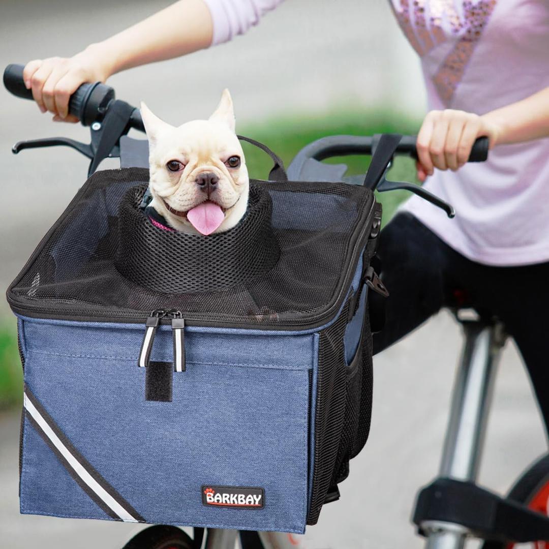 Pet Carrier Bicycle Basket Bag Pet Carrier/Booster Backpack for Dogs and Cats with Big Side Pockets,Comfy & Padded Shoulder Strap,Travel with Your Pet SafetyClassic Blue (Medium:10.6"L x 11.4"W x 11.4")