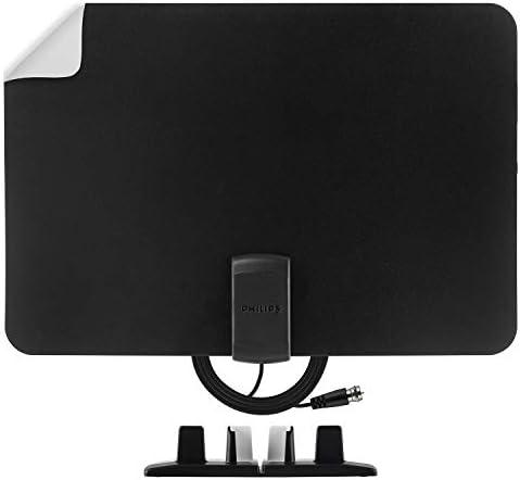 Philips Indoor Switch TV Antenna, Reversible Black White Finish, Perfect Home Decor, Long Range Digital HDTV Antenna, Smart TV Compatible, 4K 1080P VHF UHF, 10ft. Coaxial Cable Included, SDV2226N/27