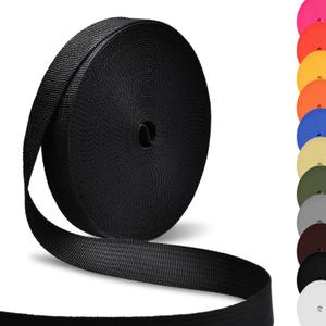 CooBigo Polypropylene Webbing Strap 3/4" Durable Poly Strapping 12 Yards 3/4 inch Wide Webbing Strap for Backbag,Pool Solar Cover,DIY Crafting,Pet Collar,Outdoor Gear (Black)