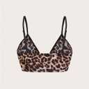 SweatyRocks Women's Leopard Crop Cami Tops Sexy Deep V Neck Rave Party Camisole Tops, M