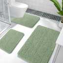 OLANLY Bathroom Rugs Sets 3 Piece, Soft Absorbent Chenille Bath Mats and U-Shaped Contour Toilet Rug, Quick Dry, Home Decor Accessories, Bath Mat Set for Bathroom (36"x24"+24"x16"+24"x20", Sage Green)