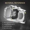 Luxury Translucent Smartwatch Case for Apple Watch Series 10 46mm, Fully wrapped lightweight rugged case with band, silicon strap, stainless steel buttons, protective cover for men/women (White)