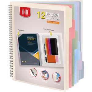H4D 12 Pocket Morandi Color Spiral Multi Pocket Folder Poly Project Organizer
