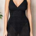 Elegant Lace Women Skirted One Piece Swimdress V Neck Swimsuits Tummy Control Modest Skirtini Bathing Suits L
