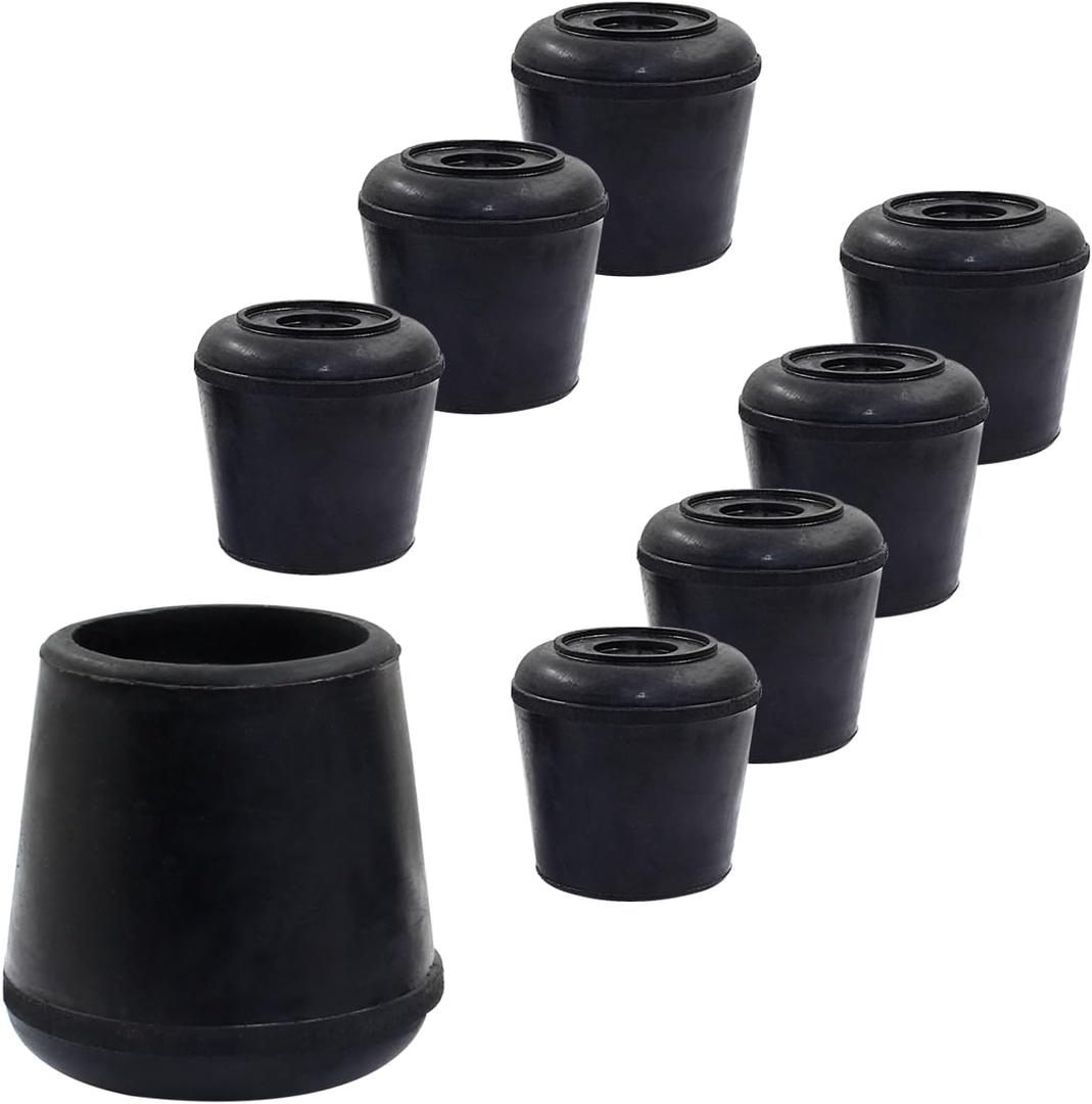 8pcs 1-1/4 Inch Round Chair Leg Tips Caps, Non-Slip Rubber Chair Leg Floor Protectors, Black Furniture Leg Caps Fit for 1.22"-1.26" (31-32mm) Diameter Round Feet