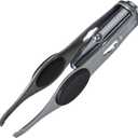 Tweezer Guru Pro Illuminating Eyebrow Tweezers for Women & Men Professional Stainless Steel Slanted Tweezers with LED Light Mirror Pouch Precision Tweezers for Brow Facial Hair Ingrown Hair Silver (Silver Tweezer + Mirror)