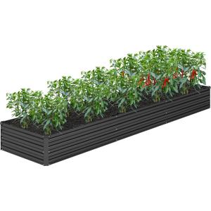 DIIYIV 12x2x1FT Galvanized Raised Garden Bed Kit,Vegetable Boxes-Rectangle Metal Flower Box,Large Planter Raised Beds Outdoor Garden for Planting,Fruit,Herb-Black