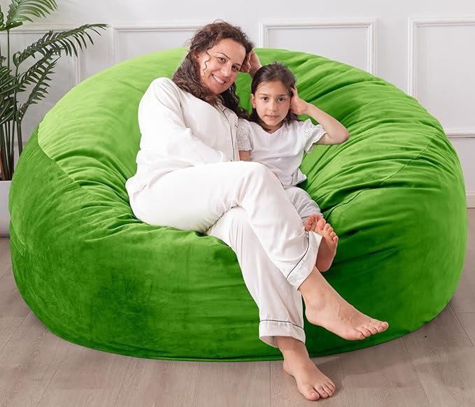Large Bean Bag Chair: 4 ft Memory Foam Bean Bag Chairs for Adults/Kids,Bean Bag Chair with Fillings,Soft Faux Fur Fabric - Dutch Velvet, Lime, 4 Foot , Lime