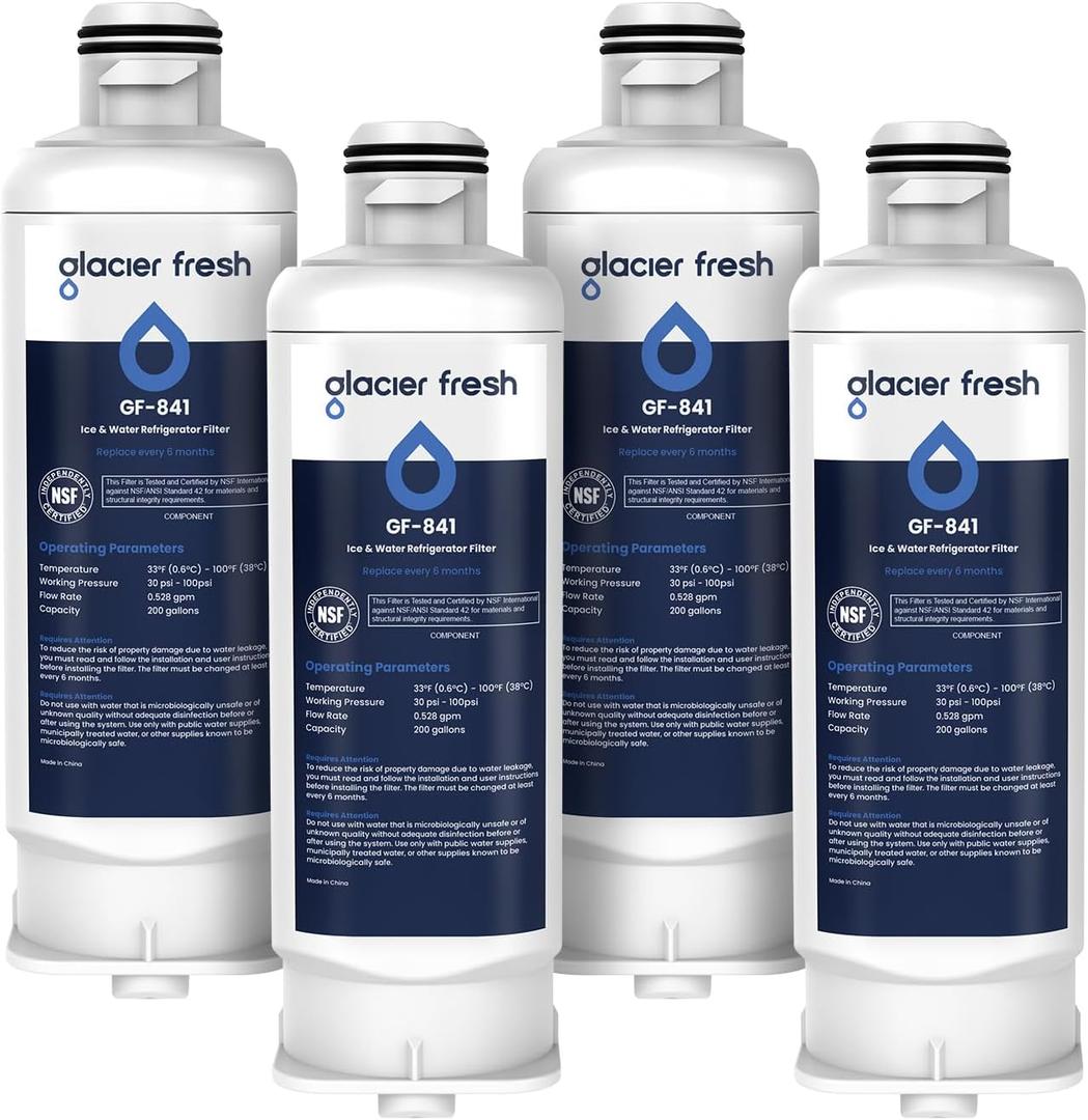 GLACIER FRESH Replacement for DA97-17376B Refrigerator Water Filters, HAF-QIN, HAF-QIN/EXP, DA97-08006C, RF23M8070SG, RF23M8070SR, RF23M8090SG, RF23M8090SR, RF23M8570SR, RF23M8590SG (4 Pack)
