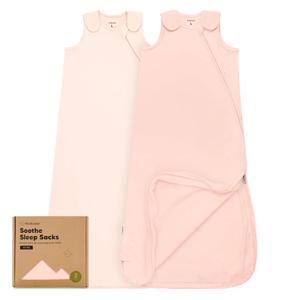 2-Pack Organic Baby Sleep Sacks, 100% Cotton - Soft & Breathable 0.5TOG Baby Wearable Blanket, Toddler Sleeping Sack 18-24 months, Easy to Wear Transitional Swaddles for Newborns (Mist Rose, L)