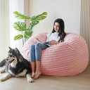 MAXYOYO Bean Bag Chair for Adults, Large 5 ft Bean Bag Chair with Foam Filling, Ultra Soft Fur Lazy Sofa for Living Room Bedroom, Machine Washable Cover