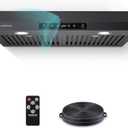 AMZCHEF 30" Under-Cabinet Range Hood, 750 CFM Black Kitchen Vent | Stainless Steel hood with Touch/Remote/Gesture Control, timer, LED lights & dishwasher-safe baffle filters 3 outlets