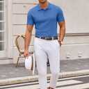 COOFANDY Mens Knit Polo Shirts Casual Short Sleeve Button Down Polo Shirt Classic Golf Shirts, S