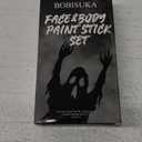 BOBISUKA Black & White Painting Kit - 2 Face Body Paint Sticks with 2 Paintbrushes & 2 Sponges Halloween Makeup Set for Clown Skeleton Skull Cosplay Special Effects Costume SFX , Eye Black for Sports