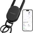 Keychain, Key Finder Built-in Anti-Loss Tracker, Heavy Duty Key Holder, Premium Stainless Steel Keychain Carabiner Car Key Chains with GPS Global Locator Tracking Waterproof (Black)