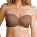 Popilush Sheer Mesh Strapless Bras for Women See Through Bra with Underwire (Brown) -36DDD