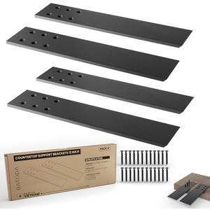 BATODA 12" Countertop Support Brackets (4 pcs) for Granite - Heavy Duty L Shelf Bracket - Wall Mounted Support for DIY Open Shelving Knee Wall Support - Mounting Hardware Included 
(Pack of 2)