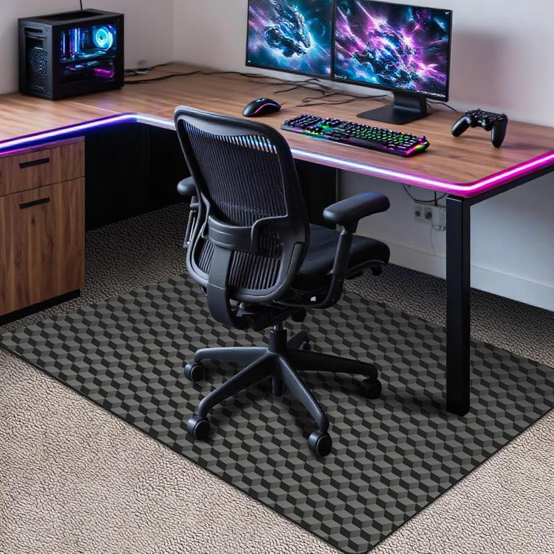 AiBOB Office Chair Mat for Carpet, 60"x48"Gaming Computer Desk Mat for Low Pile Carpet, Heavy Duty Floor Protector Mat for Rolling Chairs, Easy Glide Chair Mat for Home Office