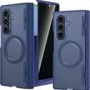 Ruky for Z Fold 7 Case with Front Privacy Screen Protector, ZFold 7 Case with Hinge Protection [Compatible with MagSafe] Protective Translucent Hard Magnetic Phone Case for Galaxy Z Fold 7, Blue