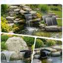 POPOSOAP Solar Pond Waterfall with 120W Solar Panel & 1600GPH Pond Pump, 10 Ft Corrugated Tubing, Filter Media, Pond Waterfall Kit for Outdoor Garden Pond, Streams P510X