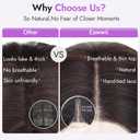 Eawwii Dark Brown with Caramel Highlights Short Wavy Wig for Women Lace Hairline Bob Style Synthetic Heat Resistant - Natural Appearance for Everyday Hairstyle 14 Inch