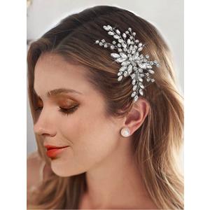 Easedaily Bride Wedding Hair Comb Silver Crystal Hair Pieces Rhinestone Headpieces Bridal Clip Side Combs Hair Accessories for Women and Girls