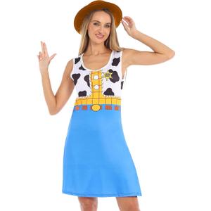 Halloween Cosplay Women Cowgirls Dress Costume Halloween Dress for Hallowen Party (Large, Multi)