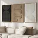 Large 3D Textured Framed Boho Modern Neutral Abstract Wall Art for Living Room, 3 Piece Black White Brown Paintings Artwork for Walls, Geometric Pictures for Office Bedroom Dining Room Decor, 24x36 In, 24"w X 36"h X 3pcs