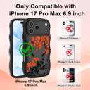 Magnetic Case for iPhone 17 Pro Max [Compatible with Magsafe], Translucent Cute Floral Curly Wave Edge Full Camera Protection Shockproof Cover for Women Girls,Orange/Floral