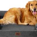 EHEYCIGA Orthopedic Dog Beds for Large Dogs, Waterproof Memory Foam Large Pet Bed with Sides, Non-Slip Bottom and Egg-Crate Foam Dog Couch Bed with Washable Removable Cover, Dark Grey