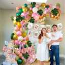 Wild One Birthday Decorations Party Supplies for Girl, Pink Bows Decorations,First Birthday Girl Decor, Jungle Animal Baby Shower Safari 1st Supplies Palm Leaf Balloon Kit