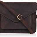 Leather Flapover Crossbody Handbag Purse for Women with Adjustable Strap & Overflap Snap Closure Tote/Bag (Brown Hunter)