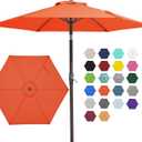 JEAREY 7.5FT Patio Umbrella Market Table Umbrella with 6 Sturdy Ribs, Push Button Tilt/Crank Outdoor Umbrella for Garden, Deck, Backyard, Pool and Beach,Orange