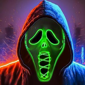 Halloween Ghostface Mask,Led Scream Scary Adults Masks Costume Creepy Cosplay Huanted House Props Halloween Party
