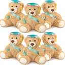 Aoriher 6 Pcs Class of 2026 Gifts Graduation Teddy Bears, 14 Inch Khaki Cute Soft Plush Stuffed Bears Animals with Cap, Diploma, Congratulations Sash, End of Year Gift for Kids Girl Boy Adult(Green)