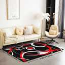 jejeloiu Geometric Strip Lines Area Rug, Accent Rug for Couch, Abstract Accent Rug Set Bedroom Living Rooms,Luxury Art Indoor Floor Mat, 5X7, Red Grey Black