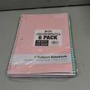 Better Office Products Spiral Notebooks, 6 Pack, 1 Subject, 70 Sheets, 10.5 x 8 inches, 6 Assorted Pastel Colors (College Ruled)