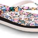 Roxy Girl's Pebbles Flip Flop Sandals (11 Little Kid, Black/Floral)