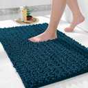 Yimobra Bathroom Rugs Non Slip Washable - Ultra Soft Absorbent Chenille Bath Mat, Quick Dry Shaggy Floor Carpet for Tub Shower, Rustic Turquoise Home Decor Accessories, 24x17 Inch (Peacock Blue)