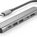 USB C to Display Multiport Adapter, Portable Type-C Hub to DisplayPort, USB-C Charging Port, Type-C 2.0 & 3 USB 2.0 for MacBook Pro/Air Type C Laptops (6 in 1 Space Grey)