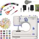 Stoigeld Sewing Machine for Beginners with 20 pcs fabric & 32 pcs.Needles 10pcs/1bag.Sewing Threads Kit, Portable Sewing Machine with 12 Built-in Stitches & 2 Speeds (High-Low Speeds)-SM-725-1