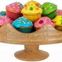 Mela Artisans Mango Wood Footed Fruit Bowl | 12" Scalloped Wooden Pedestal Bowl for Kitchen Counter | Snacks | Breads | Desserts | Multipurpose Decorative Riser for Dining or Coffee Table