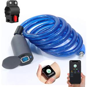 Anweller Fingerprint Cable Lock, 4.9FT Long Heavy Duty Anti Theft Bike Lock, Weatherproof Keyless Biometric Bluetooth App Smart Lock for Bicycle Scooter Lawnmower Skateboard Snowboard Ski - Dark Blue