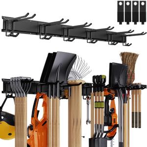 Garage Tool Storage Rack, 48 Inch Wall Mount, Heavy Duty Garden & Yard Tool Organizer