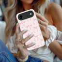 MERRO for iPhone Air Case - Wireless Charging Compatible - Dual-Layer Hard Shell & Silicone Cover - Protective Phone Case with Cute Wildflower Designs for iPhone 17 Air - Bow Heart Pinkie