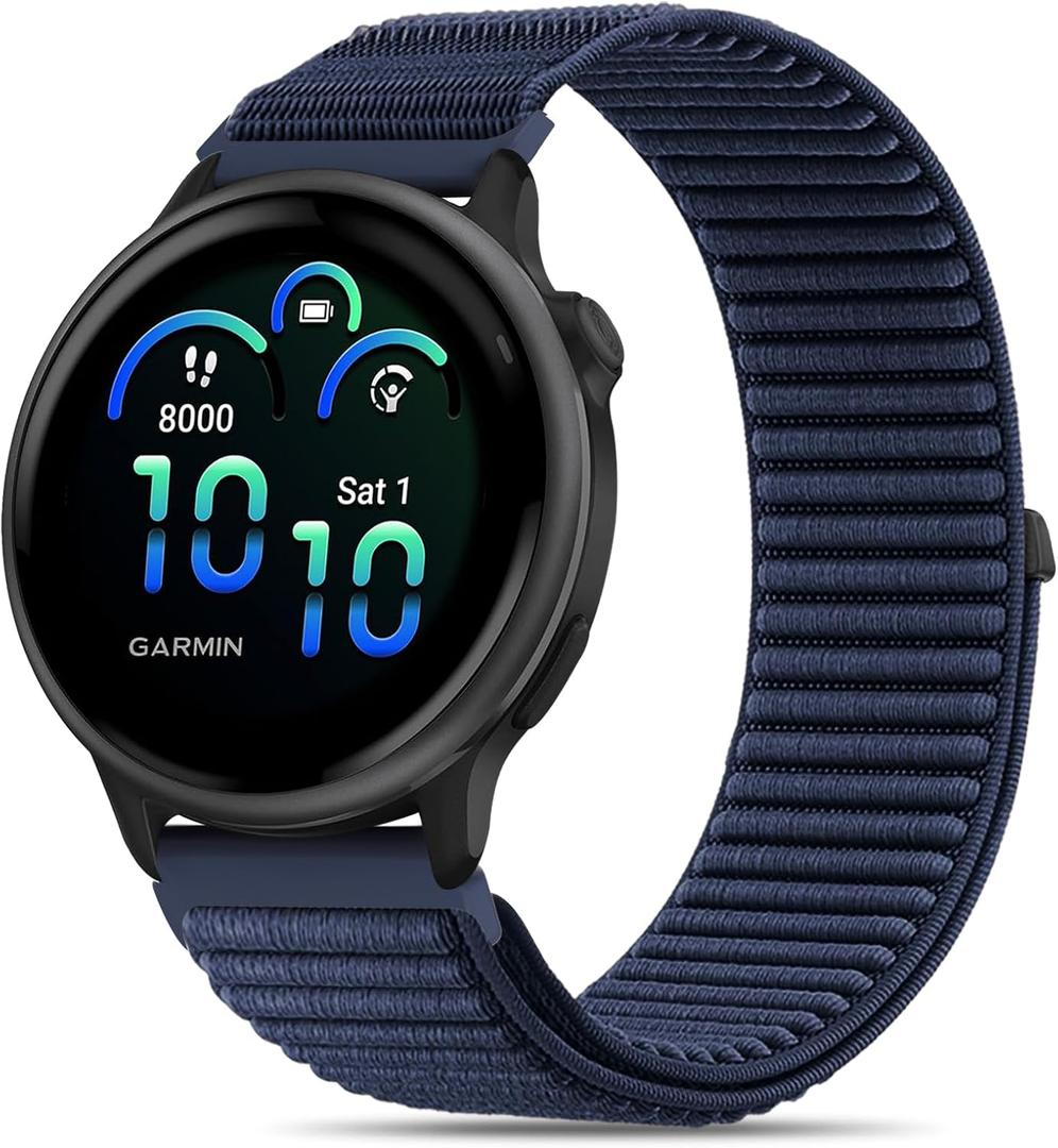 20mm Hook and Loop Nylon Compatible with Garmin Vivoactive 6 Watch Bands/Vivoactive 5/3/3 Music/Venu Sq 2, Quick Release Sport Strap for Forerunner 55/165/245/645/570-42mm Women Men