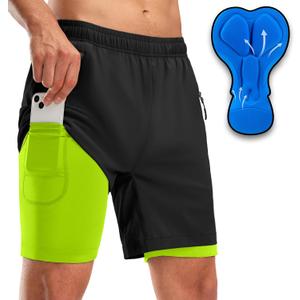 Bikewa Men's Mountain Bike Shorts 3D Padded Loose-fit Riding Biking Cycling Bicycle Biker Shorts for Men Zipper Pockets L